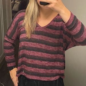 American Eagle Maroon Stripped Sweater
